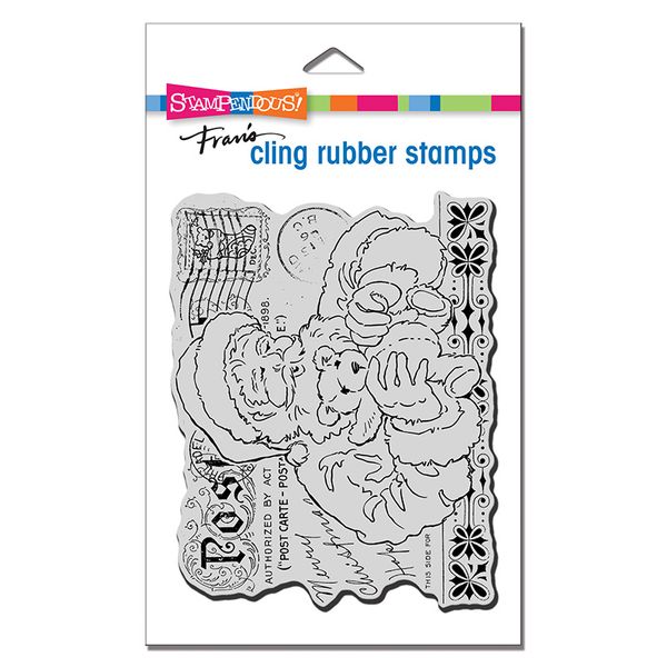 Cling Santas Teddy Stamp