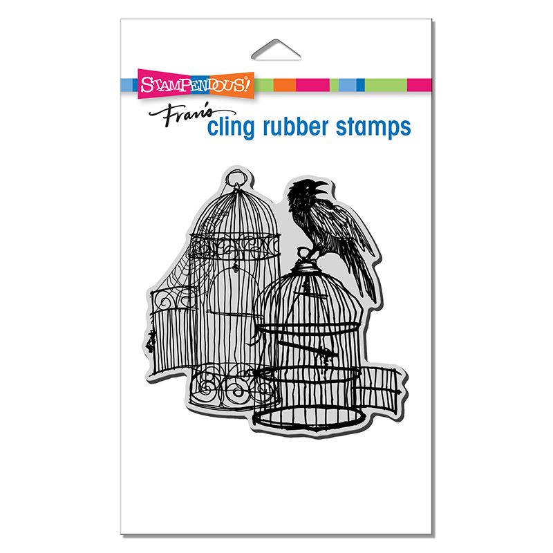 Cling Uncaged Raven Rubber Stamp