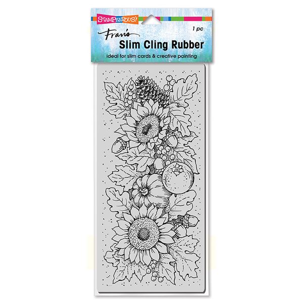 Slim Fall Sunflowers Rubber Stamp
