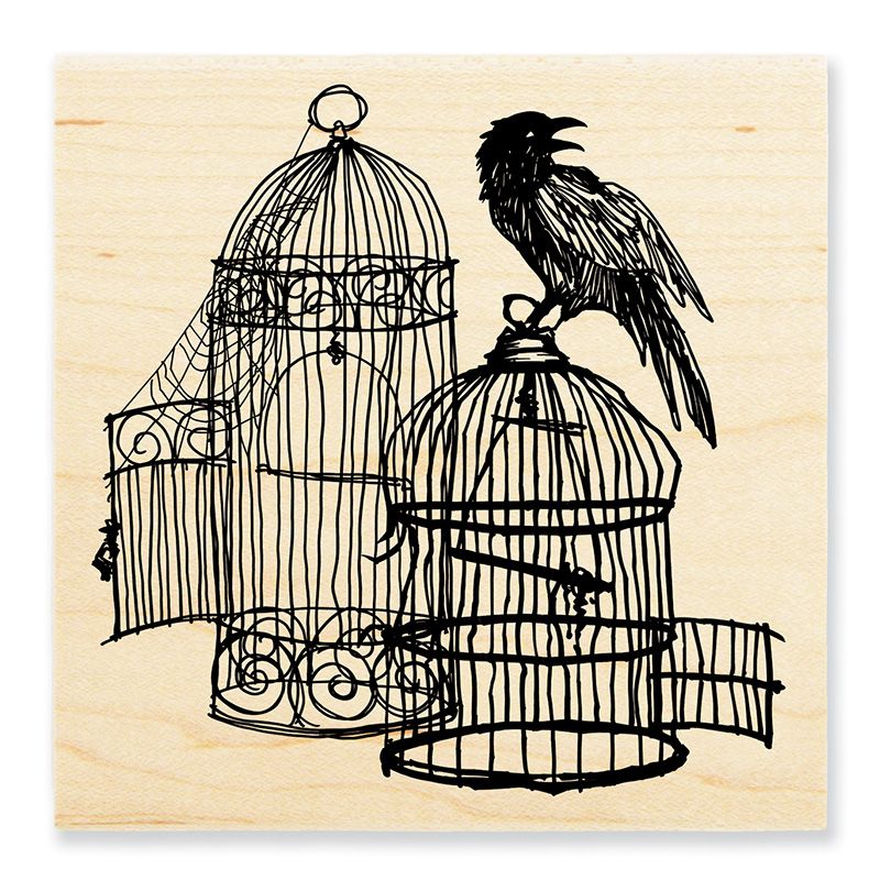 Uncaged Raven Rubber Stamp