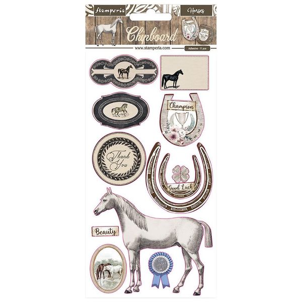 Romantic Collection: Horses Adhesive Chipboard
