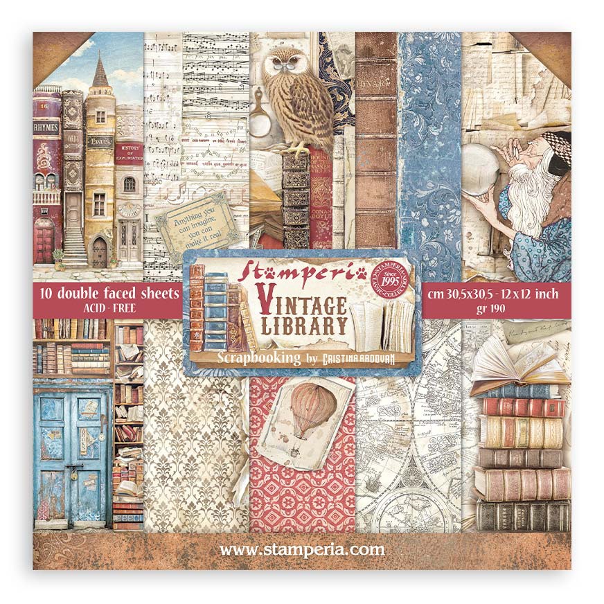 Vintage Library12x12 Paper Pack