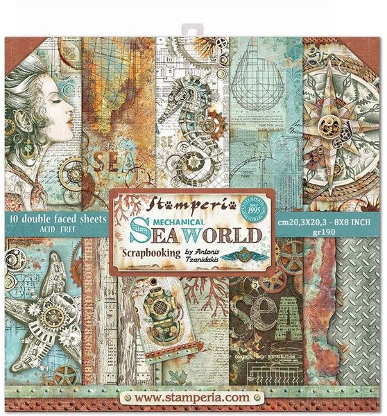 Sea World -paper pad 8x8 Paper Pack (10 sheets)