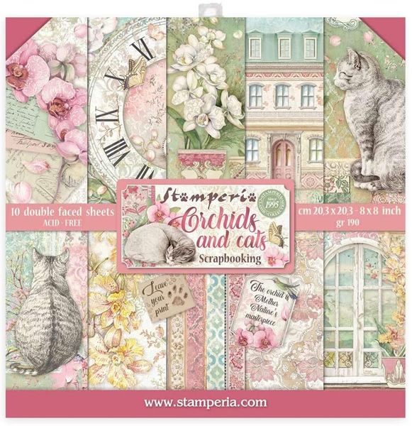Orchids & Cats 8x8 Paper Pack (10 sheets)
