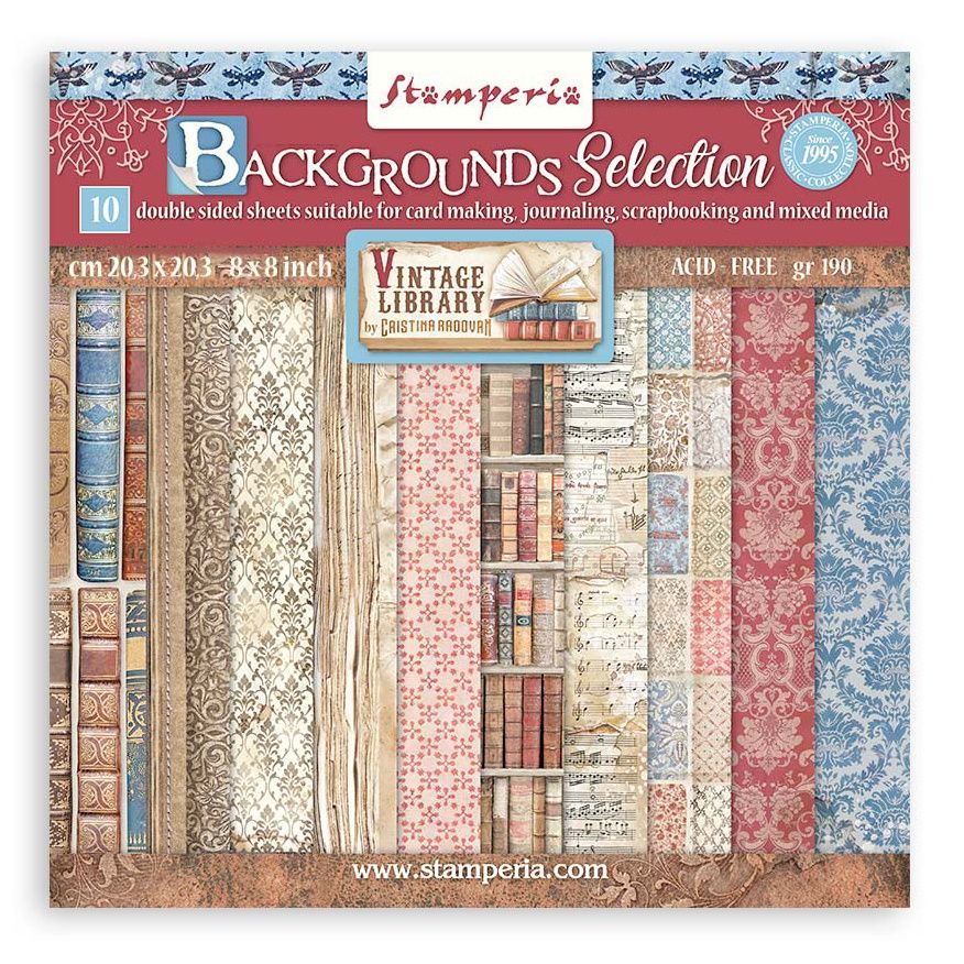 Vintage Library Background 8x8 Paper Pad